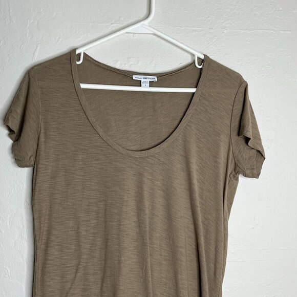 James Perse Standard Cotton Modal Blend Scoop Neck Short Sleeve Tee Brown Size 1 - Picture 2 of 8